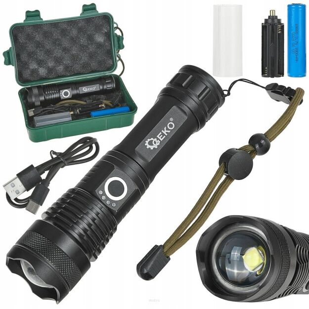 LATARKA LAMPKA TAKTYCZNA LED XHP50 15W 1800mAh 1500lm IPX8 TURYSTYCZNA