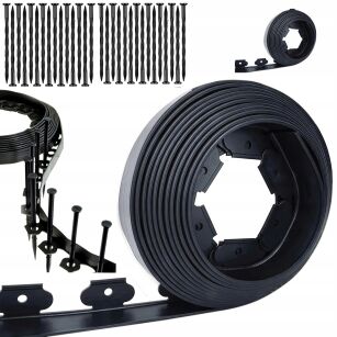 ZESTAW OBRZEŻE TRAWNIKOWE OGRODOWE 50x50mm 20m 30 KOŁKÓW KOŁKI KOTWY CZARNE