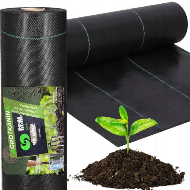 AGROWŁÓKNINA 90g 0,8x50m CZARNA UV AGROTKANINA MATA ANTYCHWASTOWA
